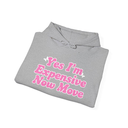 "Yes I’m Expensive Now Move" Pullover Hoodie – $45