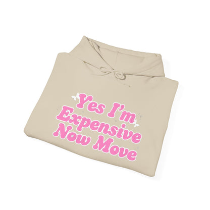 "Yes I’m Expensive Now Move" Pullover Hoodie – $45