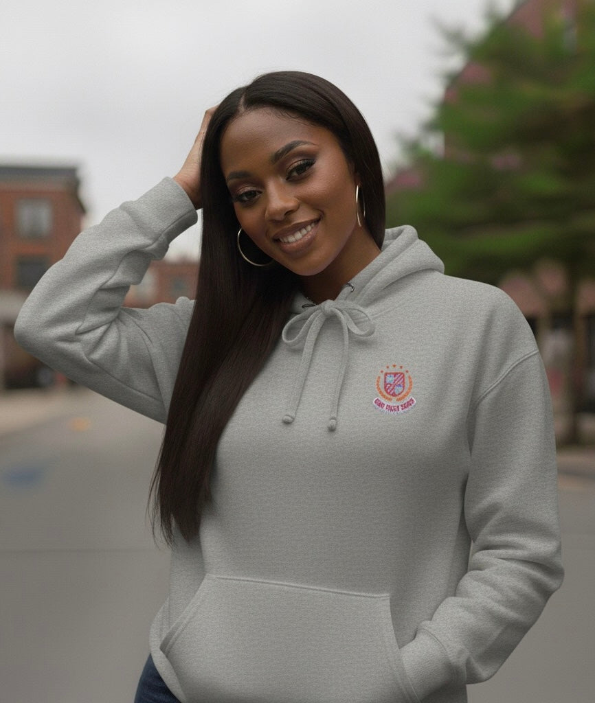 She Rich Core White Fleece Hoodie – $45